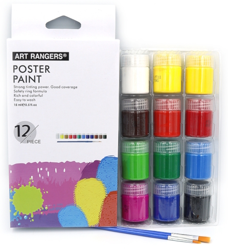 POS1215 Набір фарб для плакатів Art Nation 15 мл*12кол.+2 пензлика 1шт/этик