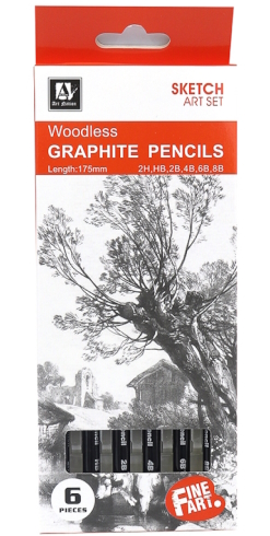WGH06175 Олівець Art Nation Woodless Sketch 6шт 2H/HB/2B/4B/6B/8B 1 шт/этик
