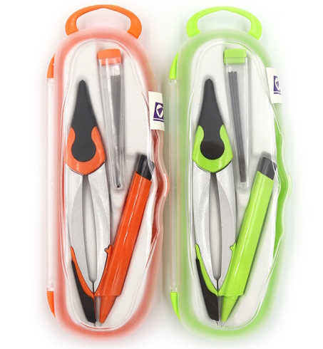 S52003 Циркуль мех.олів. в пласт. футлярі з грифілем, 2 предм., mix (85638)