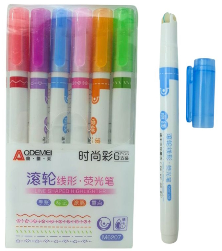 M6207 Набір тонких  текстовиділячів Aodemei, 6шт.