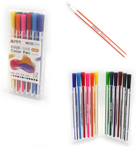 M6136 Набір лінерів Aodemei 12кол., 0,4мм plastic boxетик