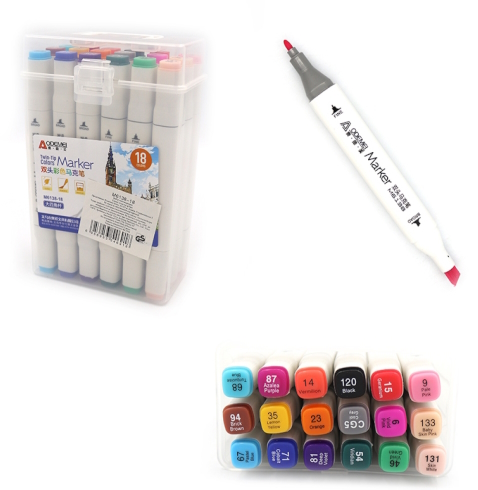 M6138-18 Набір двостор. скетчмаркерів Aodemei, квадратн. корп., 18шт., PP BOX /етик