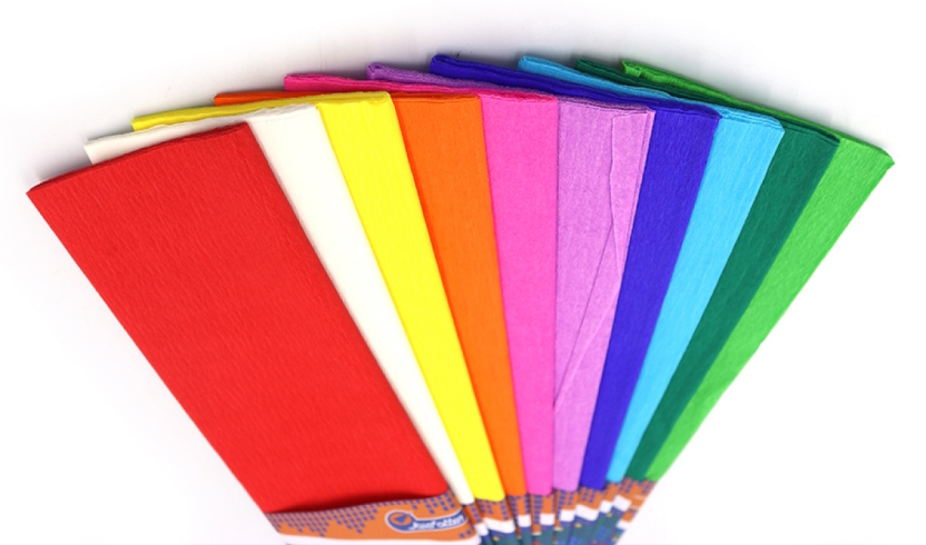 KR35-Mix 1 Креп-папір 35%, мікс 10 кольорів 50 * 200см, осн.20г / м2, общ.27г / м2