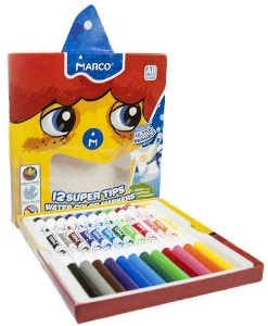 Фломастери 12 кольорів Super Washable, Marco,1630-12CB