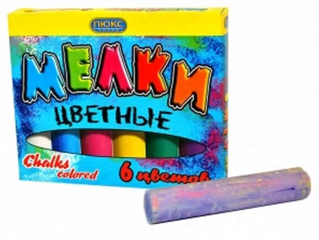 Крейда кольорова кругла 6кол. асфальт №КРУ-6 карт. уп 