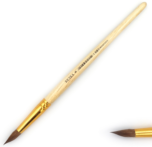 Пензлик білка кругл 20см (ГОСТ №8) (Штрих-код)   (інд.упак)