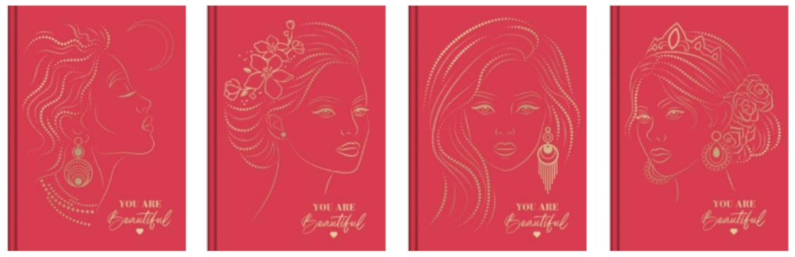 Блокнот А5 160 арк., серія «You are Beautiful» МІКС-2; обкладинка-тверда палітурка, матова ламінація,4 види тиснення, блок - папір 