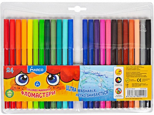 Фломастери 24 кольори Super Washable, Marco, 1690-24