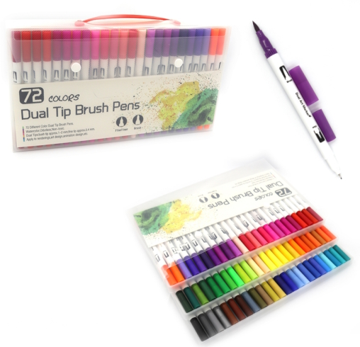 MKB-04350-72 Набір лінер+пензлик двостор. 72кол., 36шт.з етикеткою КРУГЛИЙ БІЛИЙ КОРПУС