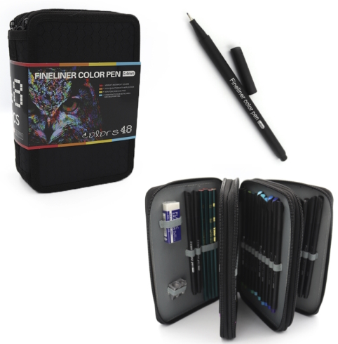 ZXB-04031-B48 Набір 59предм.: 48 лінерів+CD пенал+4 чорн. лінера+4 олівця HB+чинка метал.+1 гумка