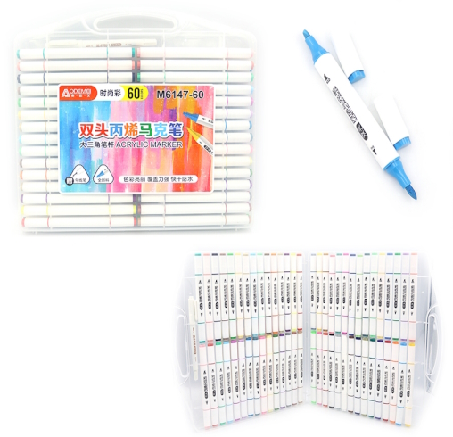 M6147-60 Набір двостор. скетчмаркерів акрил. Aodemei 60шт.