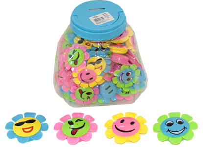 Стругачка Квітка, 3 кольори мікс, в пластиковій банці, 60шт/уп YF8091