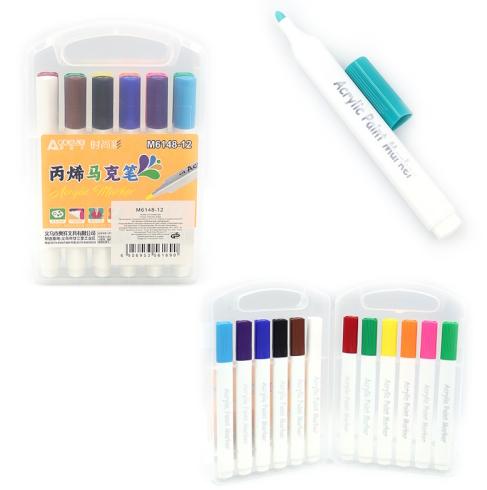 M6148-12 Набір маркерів акрил. Aodemei 12шт.