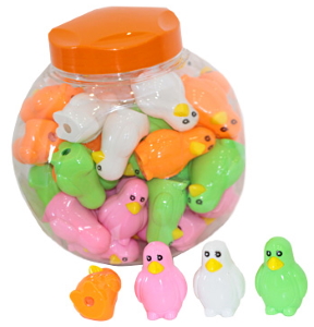 Стругачка Пінгвін, 3 кольори мікс, в пластиковій банці, 48 шт/уп SC-2104