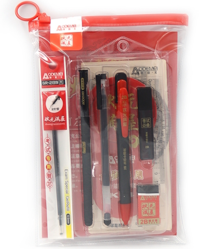 K75 Набір 11 предм. Aodemei (лінійка 4шт, олів. мех., грифель, ластик, ручка 2шт.,стрижень)