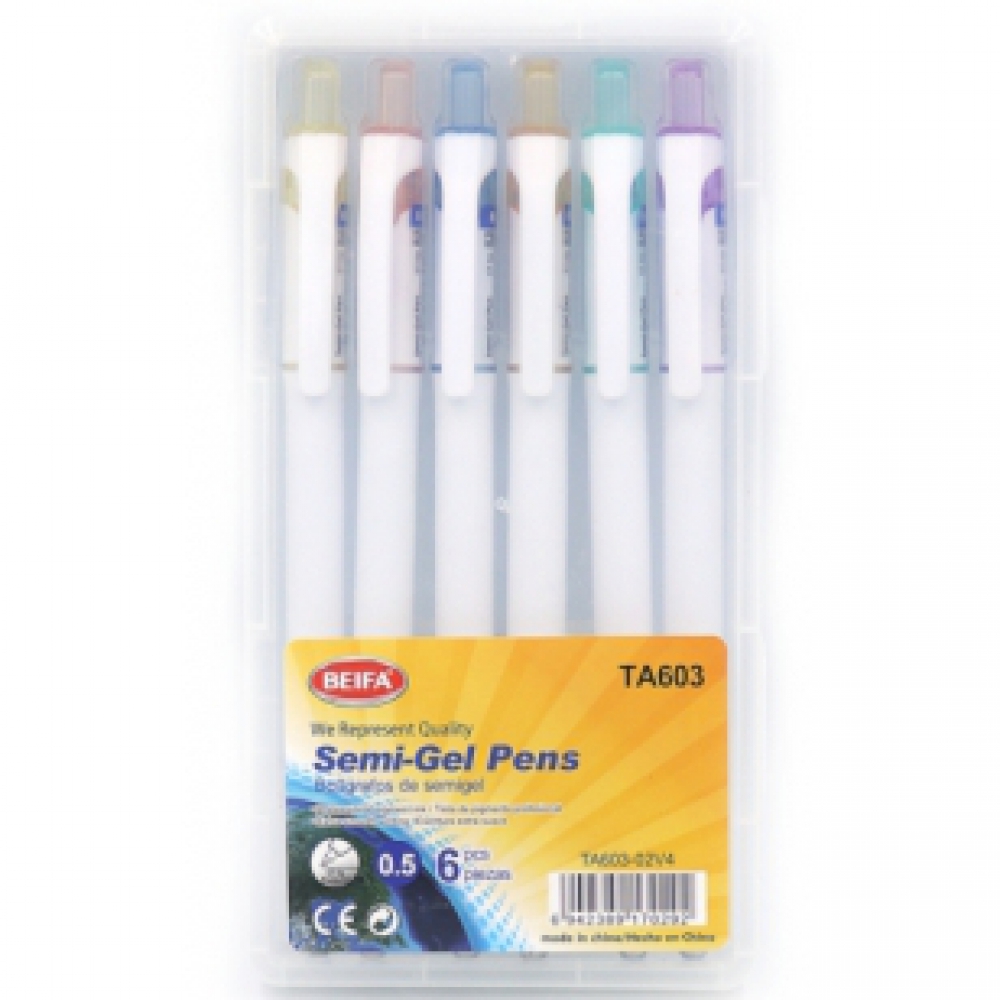 TA603 Ручка масл. Beifa 0,5 мм, синя, блістер 6шт.