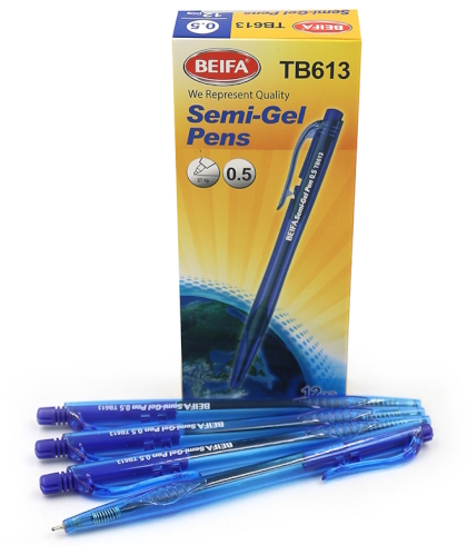 TB613-blue Ручка автомат. гель. Beifa карт. уп. 12шт.