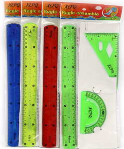 DSCN1622 Набір силікон.цветн.3предм: трикутник, транспортир, лінійка 30см, mix, 1шт/етикетка