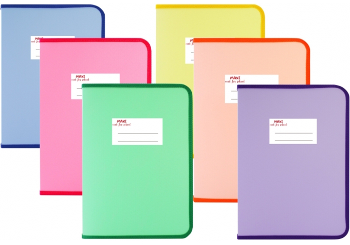 Папка-пенал пластикова на блискавці Maxi, А4, непрозора, фактура: тканина, пастельне асорті, MX31647-99