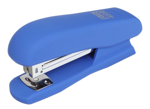 Степлер пластиковий RUBBER TOUCH до 20арк., (скоби №24; 26), синій, BM.4202-02