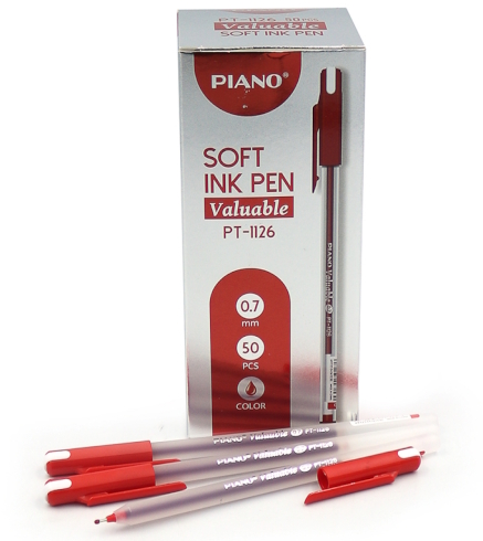 PT-1126 Ручка масляна Piano, 0,7мм, червона, Soft ink Pen