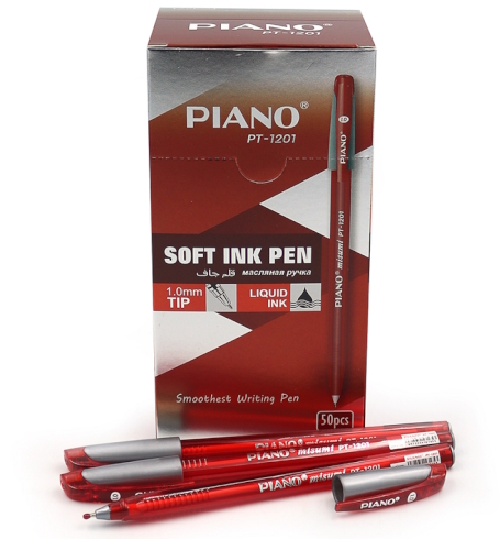PT-1201 Ручка масляна Piano, 1мм, червон., Soft ink Pen