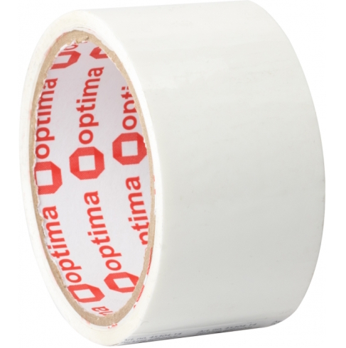 Стрічка клейка пакувальна 48мм х 30м Optima, біла, O45304-14