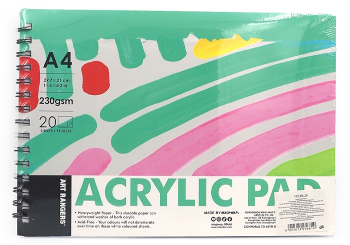102.PB.20 акрил. папір Art Nation А4, 20стор., 230г/кв.м 1шт/етик