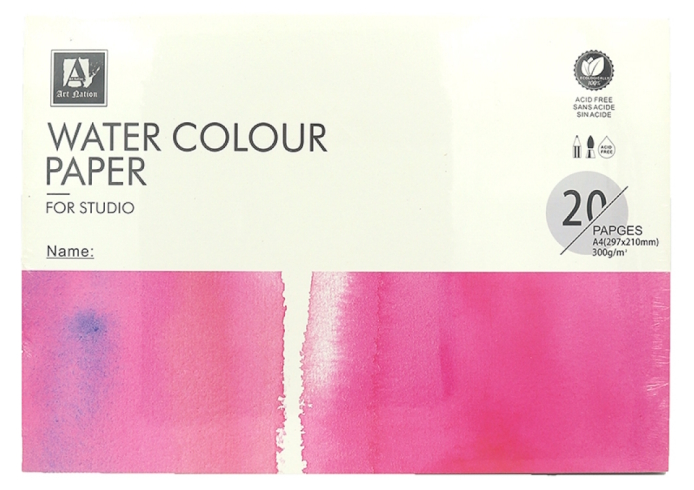 WPA430020 Акварельний папір Art Nation А4, 20стор., 300 г/кв.м 1шт/єтик