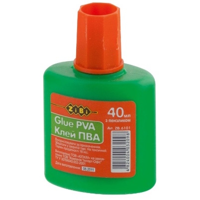 Клей ПВА 40 мл. з пензликом ZiBi, ZB.6101