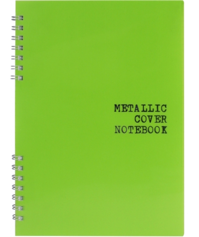 Блокнот А5, пласт. обкл., металік, бічна спіраль, 60 арк., клітинка, зелений, O25940