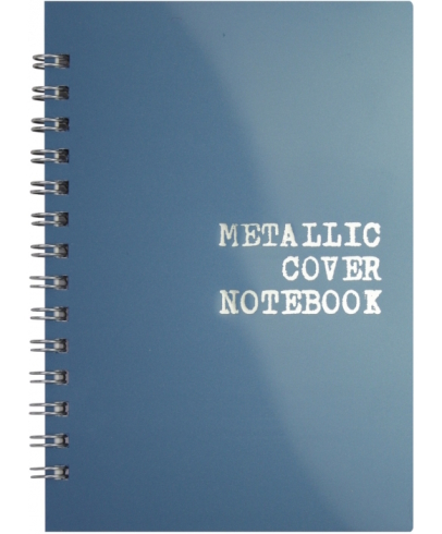 Блокнот А6, пласт. обкл., металік, бічна спіраль, 60 арк., клітинка, синій, O25947
