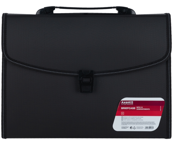 Портфель А4 на 12 відділень, чорний 1607-01-A AXENT