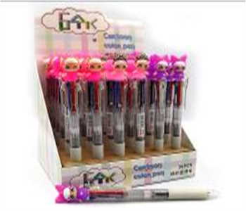 DSCN0667-4 Ручка дитячя багатокол. автомат, 4кол., грип, з іграшкою, mix, 36шт / етикетка