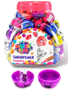 Стругачка пластикова, BALL, 1 отвір для заточування, з контейнером, асорті 6 кол. ST 6673