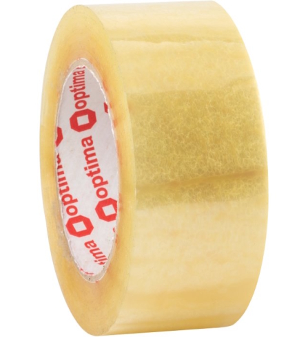 Стрічка клейка пакувальна 48 мм х 140 м х 43 мкм Optima Extra, прозора, O45330