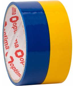 Стрічка клейка пакувальна 48 мм х 20 м Optima, жовто-блакитна, O45360
