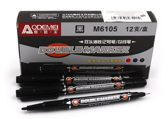 M6105 Маркер двостор. перманент Aodemei,тонк., линер/тонк чорн.