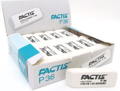 CPFP36B Гумка прямокут. біл. з фаскою 5,5*1,9*0,9см TM FACTIS