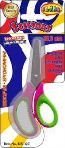 Ножиці дит., 13,3см, ергоном., 2х-кол. прогум. ручки + каучук,  рож.,  4287-12С, CLASS