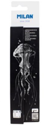 07B222103 Олівець білий для малювання TM MILAN D4mm, 3шт.
