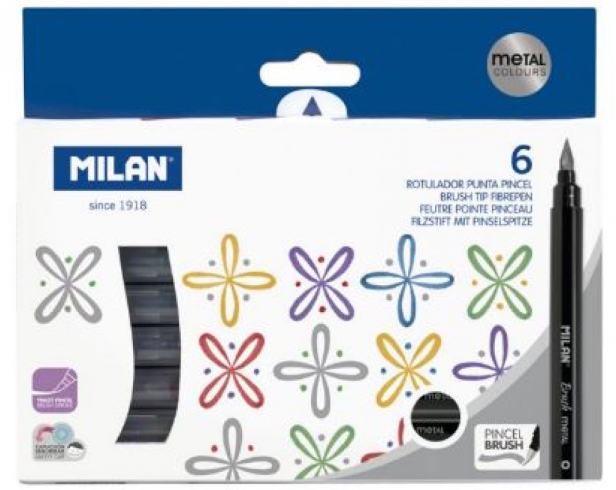 0612606MET Набір фломастерів пензликів ТМ MILAN 6кол. 0,5-6mm 1шт/етик