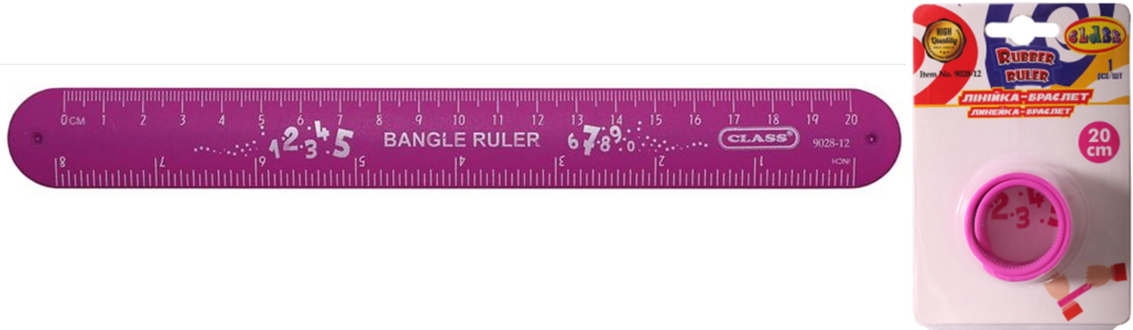 Лінійка - браслет, 20см, пластик, рож.кол., 9028-12, CLASS
