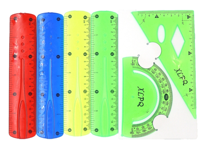 IMG_110246 Набір лінійок силикон 3предм, угольн, транспортир, лінійка 15см, 1шт/опп/етикетка