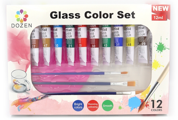 DSCN0681 Фарби для скла і кераміки Dozen 12мл*12шт. з 3 пензликами 1шт/єтік