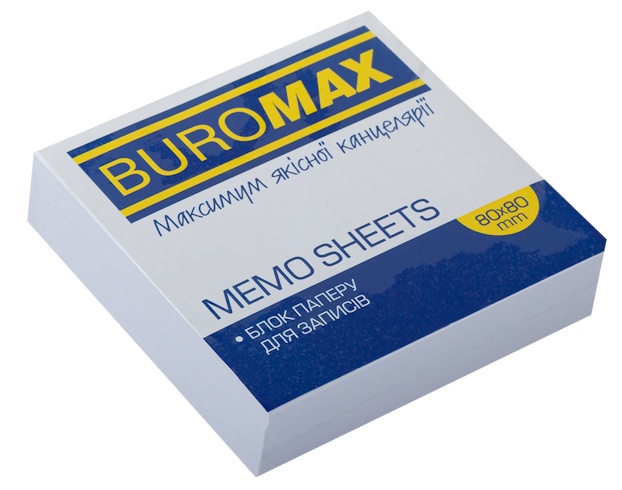 Блок білого паперу для нотаток JOBMAX 80х80х20мм, скл., BUROMAX, BM.2206