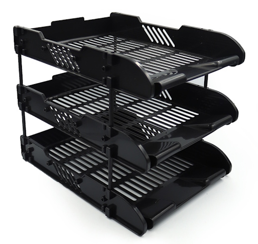 DSCN3088-3-BK Лоток для паперу пластик. горизонт., чорний, 3 секції, 1шт./етик.