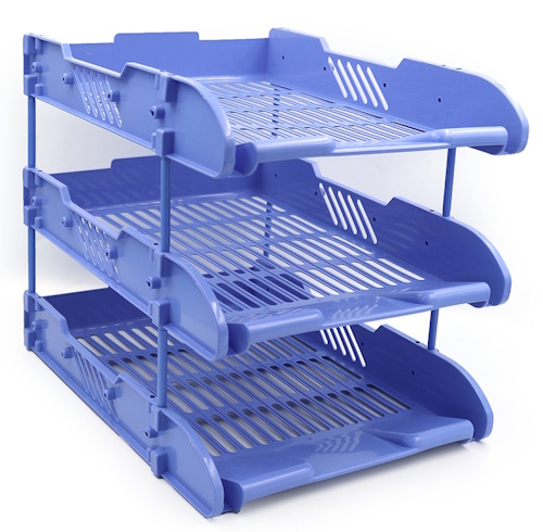 DSCN3088-3-BL Лоток для паперу пластик. горизонт., синій, 3 секції, 1шт./етик.