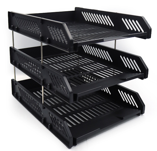 DSCN3091-BK Лоток для паперу пластик. горизонт., чорний, 3 секції, 1шт./етик.