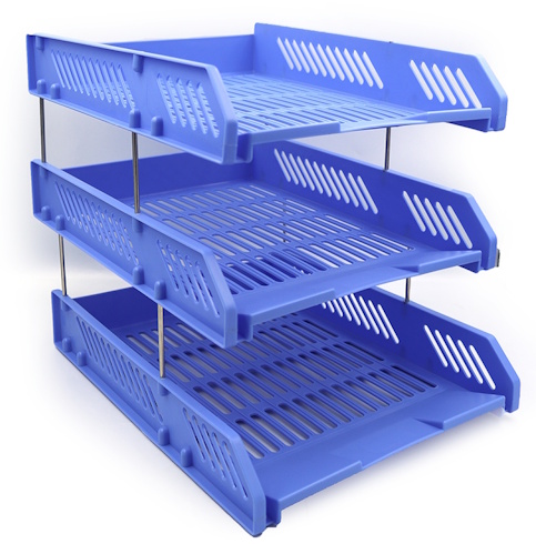 DSCN3092-BL Лоток для паперу пластик. горизонт., синій, 3 секції, 1шт./етик.